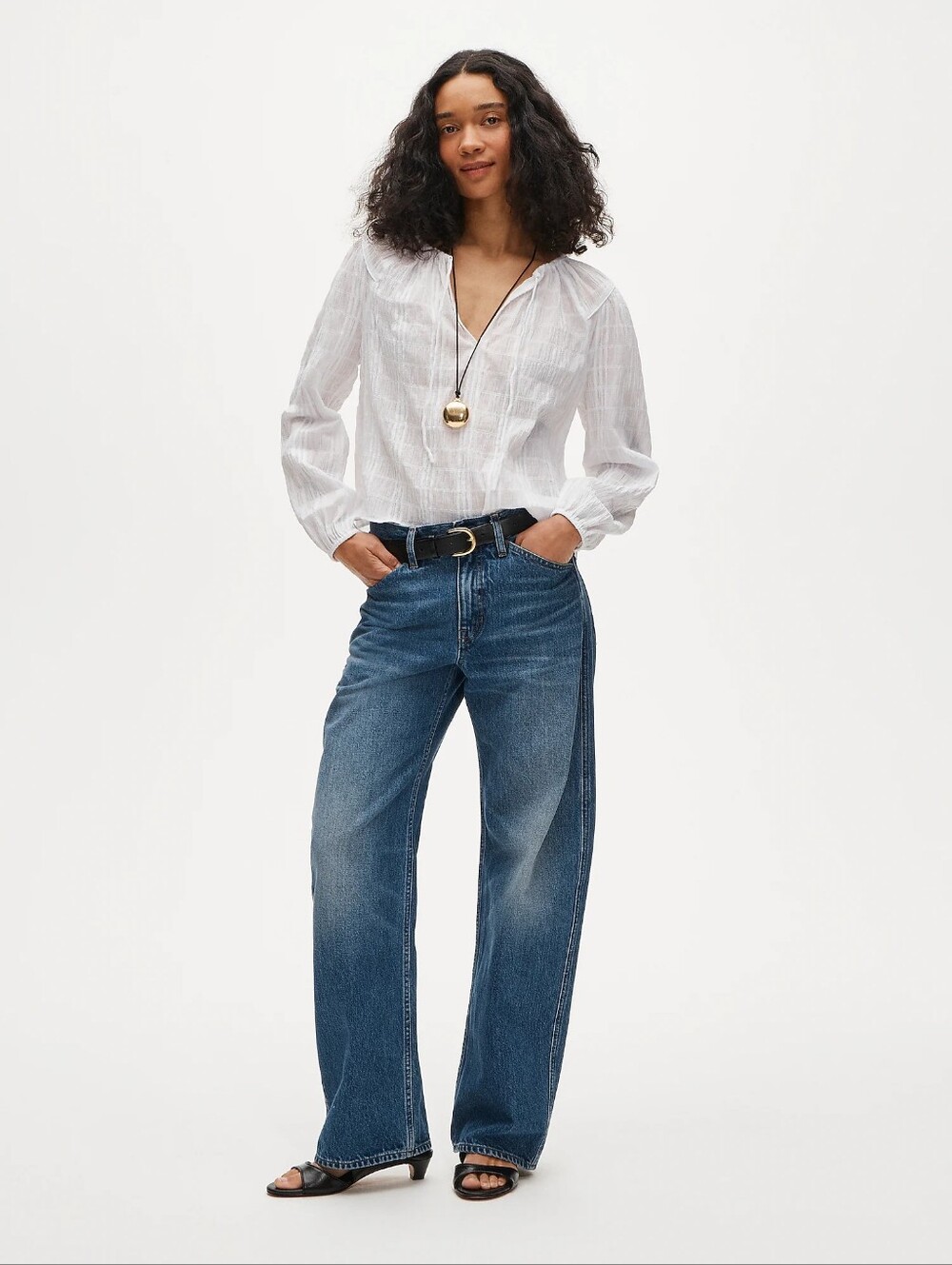 J.Crew Women Tie Front Seersucker Cotton Blouse White Boho Peasant NWT L